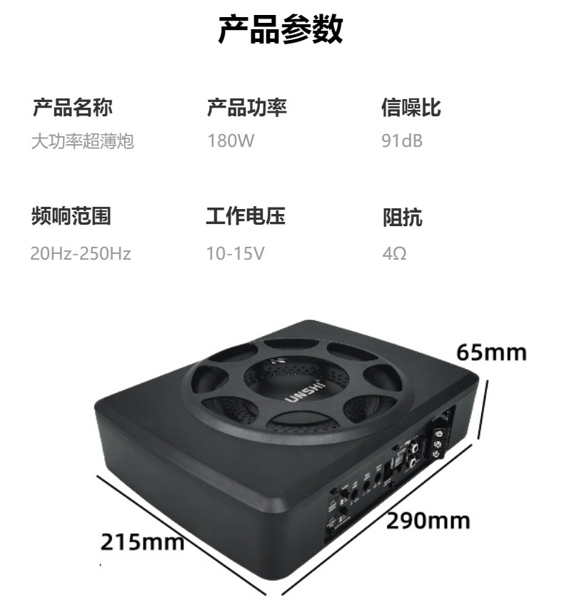Car Subwoofer Under Seat Slim Active/Passive