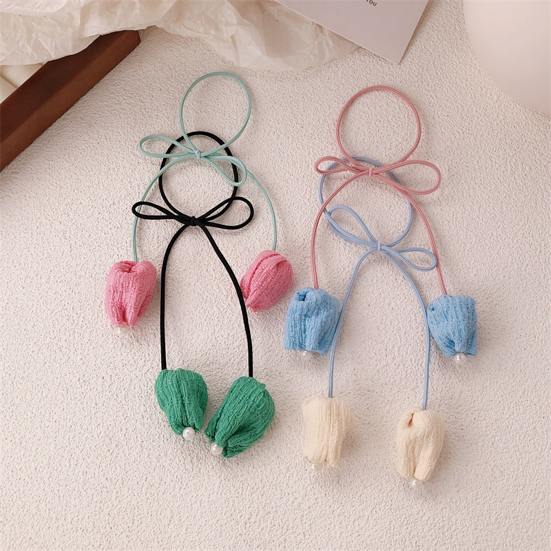 Dulces tulipanes anillo de cabello coreano simple temperamento de arco de correa de goma correa de cabello inins