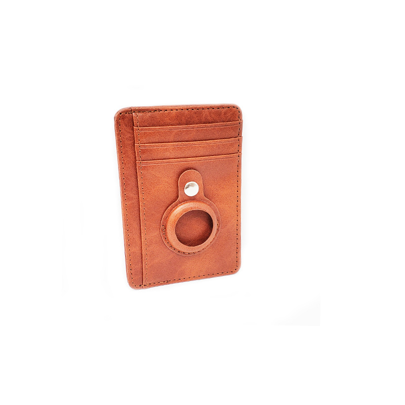 PU Leather Airtag Card Holder RFID Anti-theft Card Holder Creative Belt Tracker Bit Ultra-thin Men's Card Sleeve Wallet