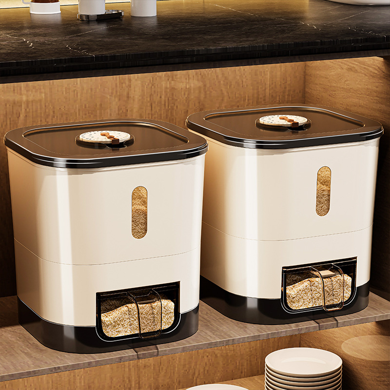 Cubo de arroz doméstico de grado alimenticio, a prueba de insectos, a prueba de humedad, caja de arroz, cubo de fideos, recipiente de almacenamiento de fideos de arroz, cilindro de arroz de alta gama