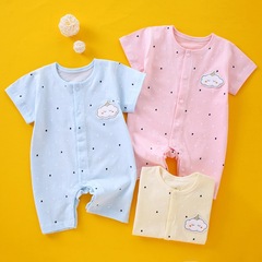 New Baby Summer Clothing, Pure Cotton Short-Sleeve Bodysuit, Lightweight and Breathable Children's Skeleton Free Crawling Suit