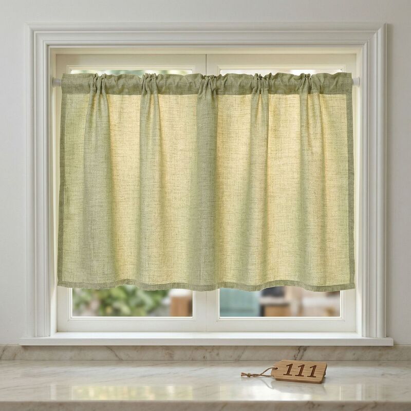 Amazon Cross-Border Linen Short Coffee-Colored Semi-Blackout Solid Color Curtain for Kitchen Bay Window and Cabinet Amazon Cross-Border Linen Short Coffee-Colored Semi-Blackout Solid Color Curtain for Kitchen Bay Window and Cabinet