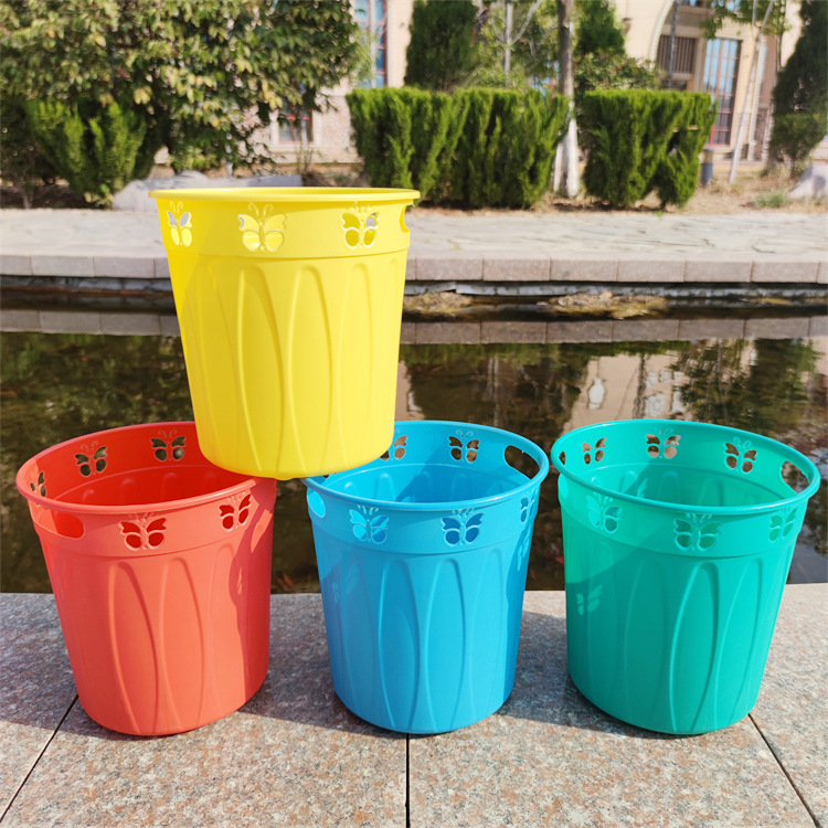 Household plastic trash can Creative butterfly wastebasket promotional gifts office waste paper tube hollow sanitary bucket Household plastic trash can Creative butterfly wastebasket promotional gifts office waste paper tube hollow sanitary bucket