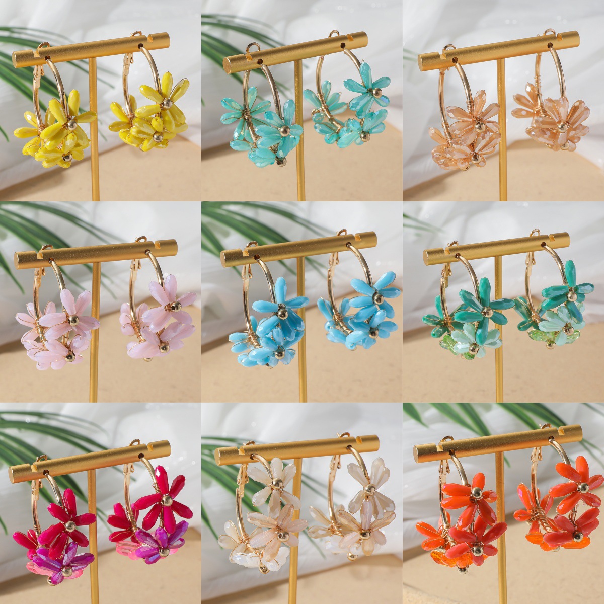 20g Weight 304 Stainless Steel Ear Needle Material Earrings Classification 1 Pair Quantity Holiday, Travel Occasion Artificial Crystal Material Flower Pattern All Seasons Season Women's Gender Vacation, Classic Style Style 1 Pair Vacation Classic Style Flower Artificial Crystal Earrings 24