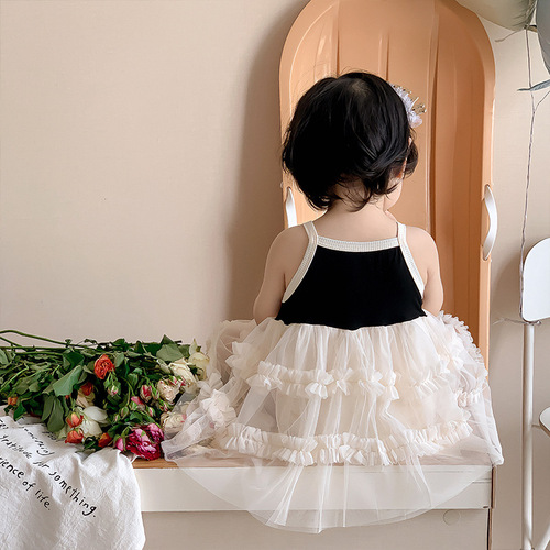 Newborn baby clothes summer thin baby girl sling princess mesh jumpsuit 100th birthday wrap skirt