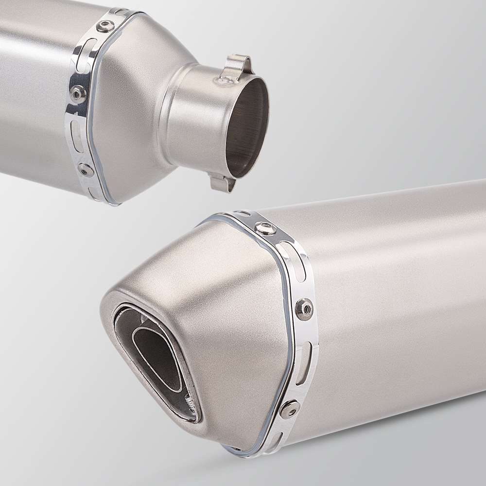 Small hexagonal stainless steel exhaust pipe tail section motorcycle modification is suitable for 51MM diameter universal non-destructive installation