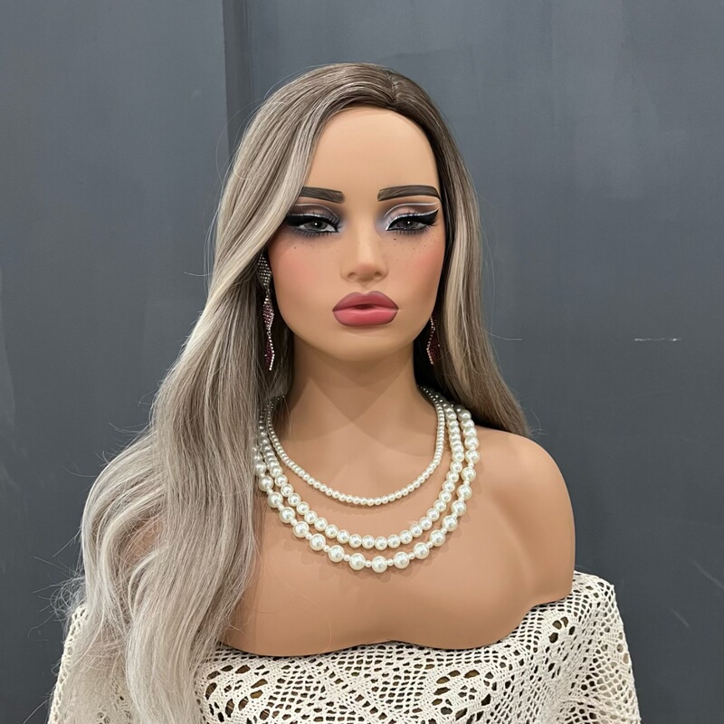 Pvc両肩の頭型クロスボーダー専用かつらモデルの女性シミュレーション半身モデルの頭mannequin展示|undefined
