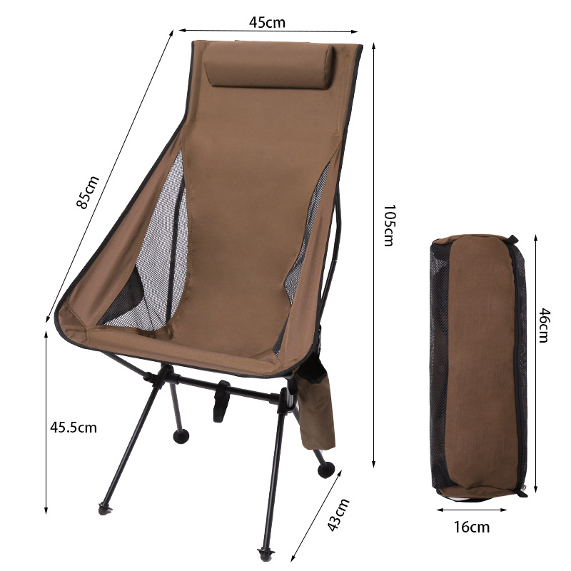Silla plegable de aleación de aluminio ultraligera al aire libre Silla de espacio aumentada portátil silla trasera pesca ocio Silla de Luna transpirable