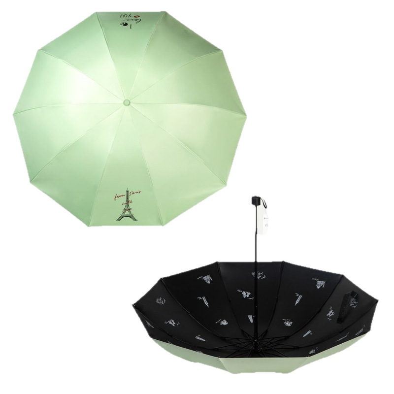 パラダイスアンブレラ ダブル 10本骨 日傘 パラソル ビニール日焼け止め UV ポータブル 晴雨兼用 折りたたみ式|undefined