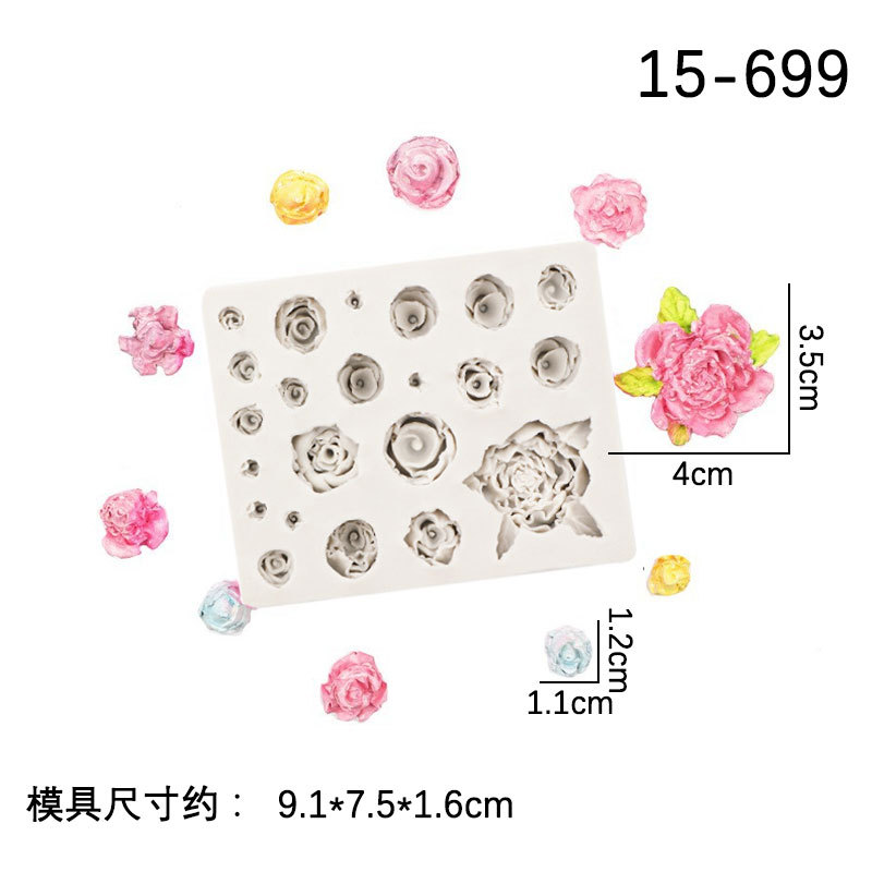 Grande y pequeño Rosa forma fondant pastel molde chocolate fondant pastel decoración epoxi arcilla decorativa Silicona