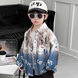 儿童春秋款外套男童秋季洋气长袖衬衫2026新款潮帅男宝宝秋装衣服