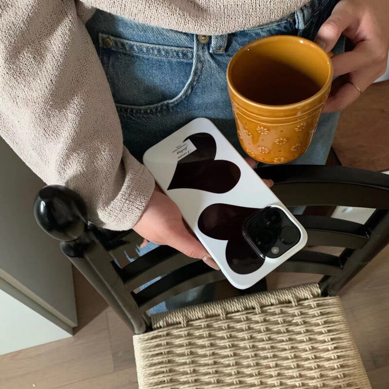 Ins-Style Heart Phone Case Suitable for Apple 17/15/13Pro14/11/8P Protective Case with Full Film