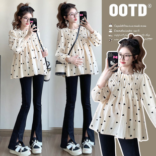 Maternity Wear 2025 New Style Korean Version Early Spring Loose Slimming Fashionable Versatile Sweet Trendy Mom Top