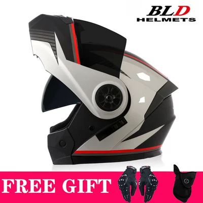 Motosiklet kaskı (dəbilqə) — Wholesale Motorcycle Full-Face Helmets, Electric - matte-red-gray-brown-lenses-comes-with-mask-gloves-s55-56