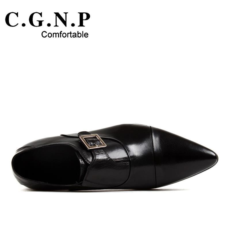 Chaussures ShoeVault New Business pour homme, style coréen, pointues, en cuir de vachette, boucle, tendance et respirantes._voghion.com