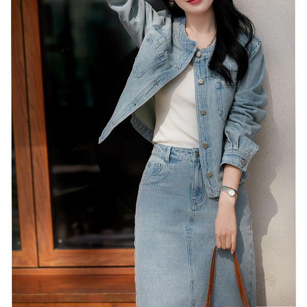 Denim short set