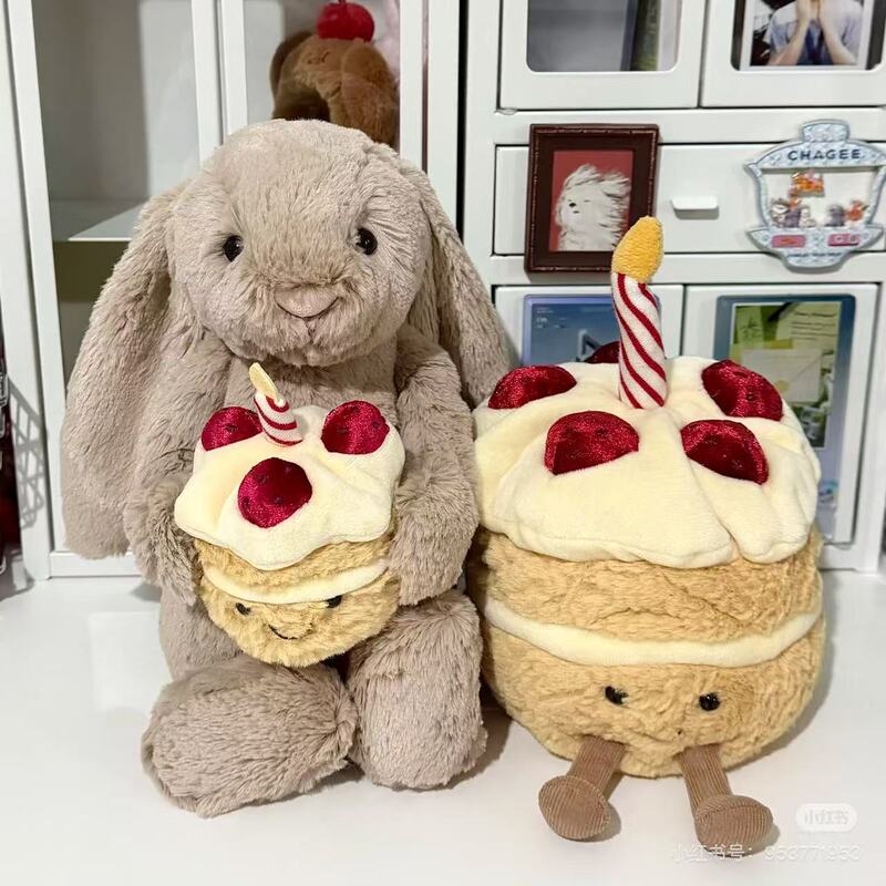 British Jellycat Bonnie Rabbit Plush Toy Holding a Birthday Cake Rabbit Plush Toy Birthday Gift