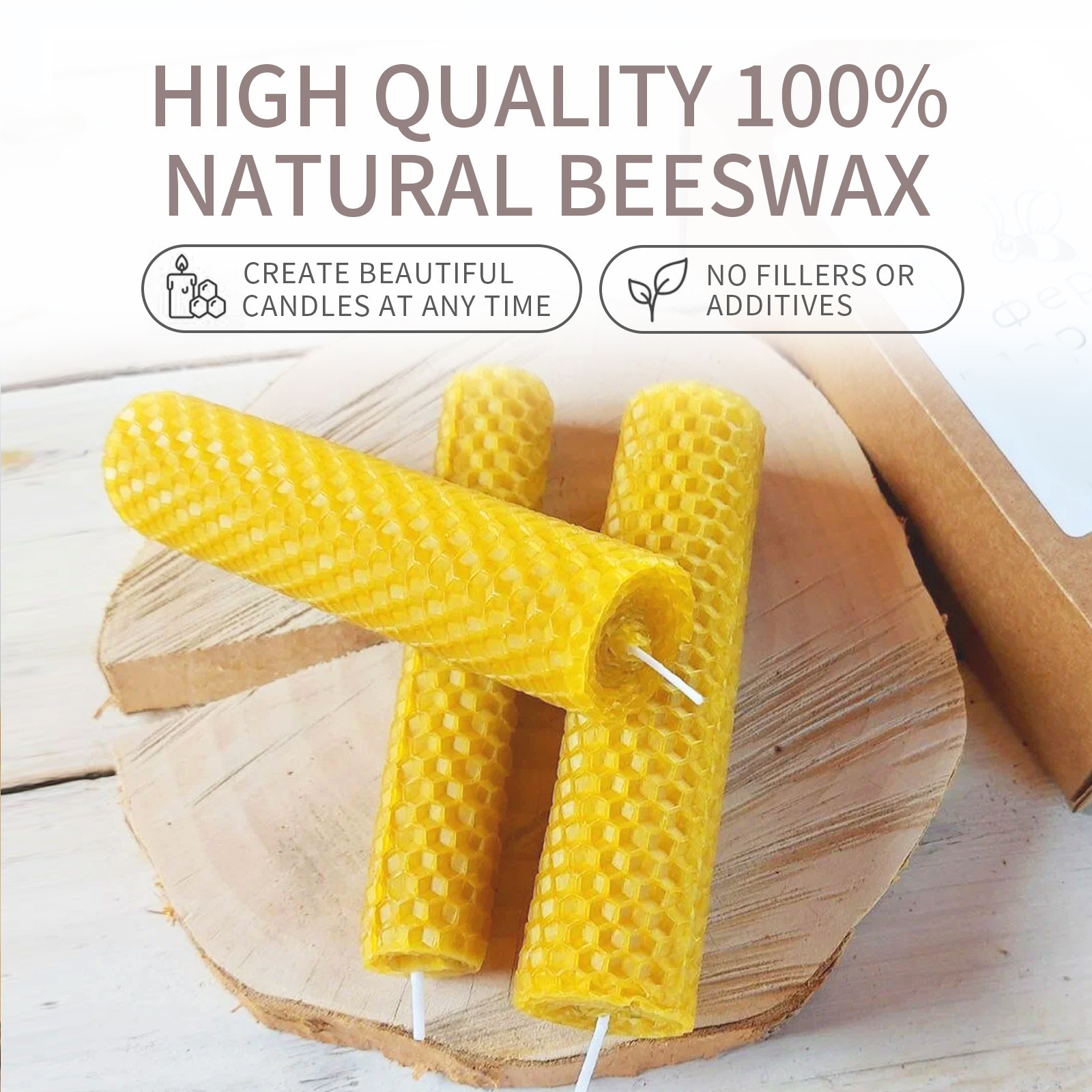 Jaysuing hoja de cera de abeja hecha a mano DIY Navidad atmósfera creativa vela de abeja pura cera de abeja rollo hoja de cera materia prima