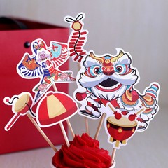 中国風ベビー虎頭宴百日祝い満月一歳誕生日パーティー獅子舞ケーキ飾り付けデザートテーブル装飾お祝い
