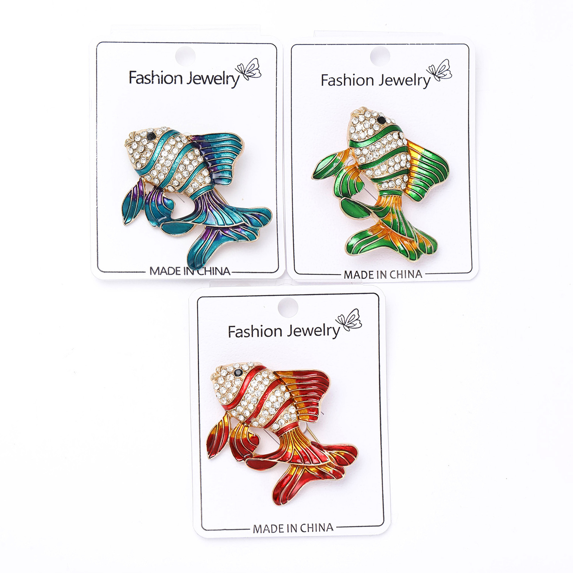 Cross-Border European and American Light Luxury Enamel Japanese Goldfish Brooch Pendant Couple Tropical Fish Dripping Oil Cartoon Brooch Collar Jewelry