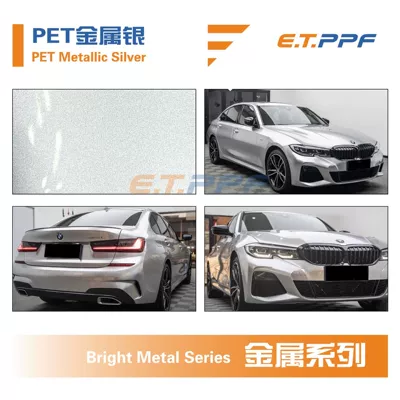 Automotive Metal Series Casting-Grade Pvc Color-Changing Auto Color Change Film - pet-metallic-silver-pet-metallic-silver-152m17m