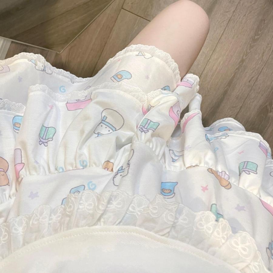 Japanese autumn cute lace skirt