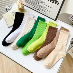 襪子女士中筒四季款男襪運動高筒田園風潮流多巴胺堆堆襪諸暨棉襪
