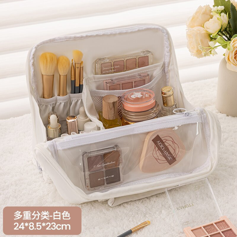 Bolsa de lavado portátil para mujeres de pie, bolsa de almacenamiento de maquillaje multifuncional de alta gama, bolsa de maquillaje de viaje, gran capacidad