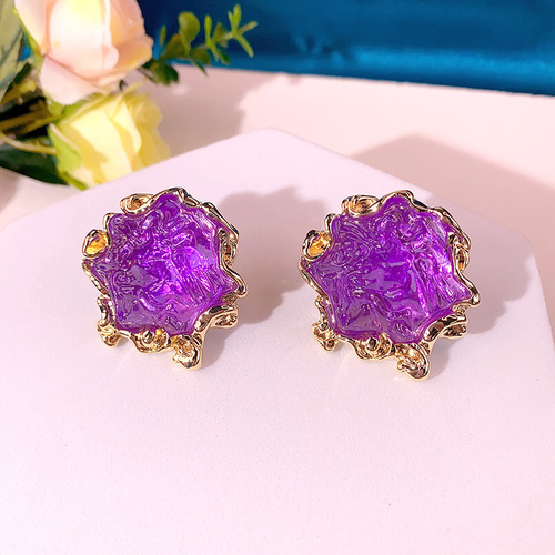 Direct Manufacturer Sale Vintage Flower Glass Palace Style Fashion Retro S925 Silver Needle Geometric Earrings Wholesale