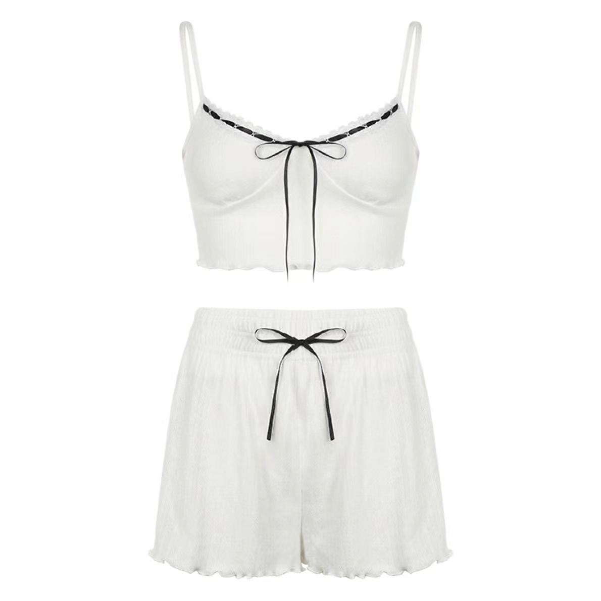 La sensación de verano de la niña pura desearía el viento trenzado de arco de acoplamiento de color empalmado en el hogar string pantalones cortos casuales al por mayor