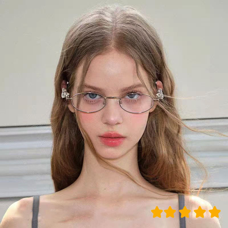 Europe and the United States diamond oval small frame glasses ins wind cross-border anti-blue glasses rhinestone net red plain y2 k sunglasses Europe and the United States diamond oval small frame glasses ins wind cross-border anti-blue glasses rhinestone net red plain y2 k sunglasses
