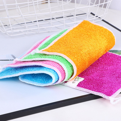 雙層加厚密線包邊可挂式竹纖維洗碗巾清潔布強吸水不沾油洗碗抹布