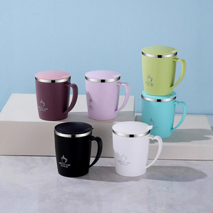 304 stainless steel double-layer thermal insulation cup children's student with lid drop-proof creative milk cup