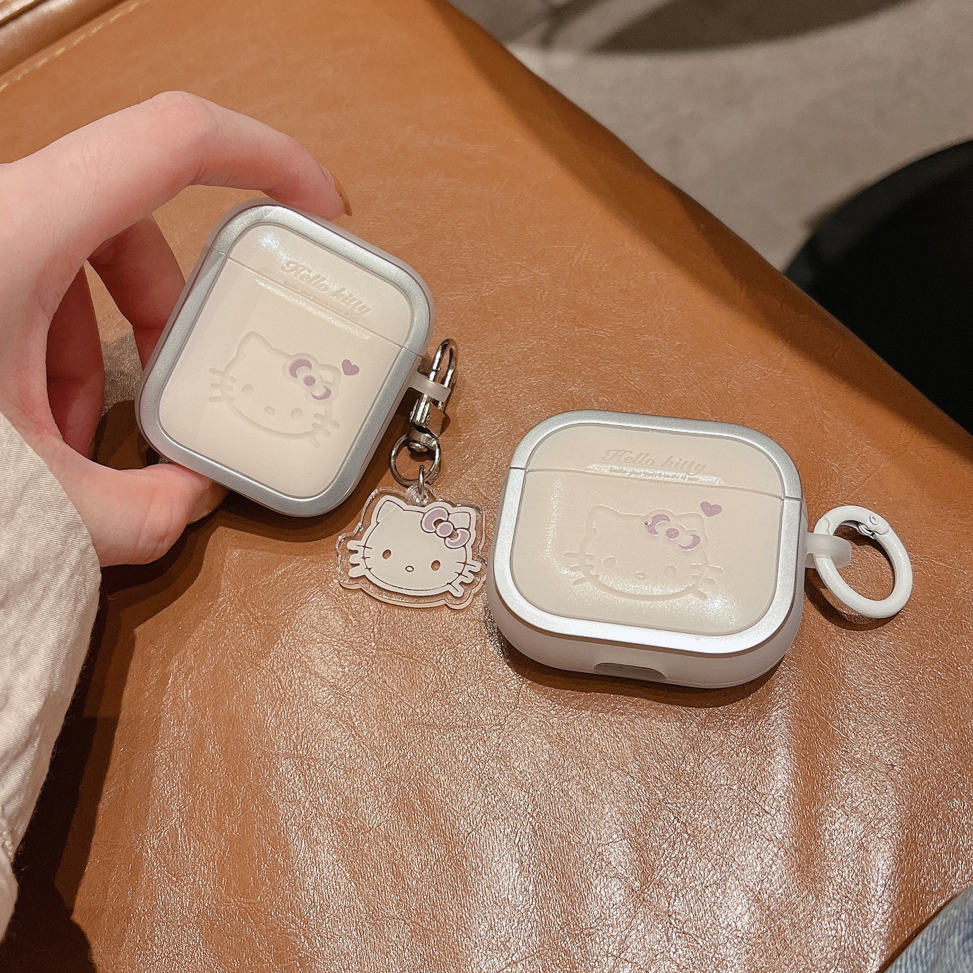 Marco de foto galvanizado blanco kt gato para Apple AirPods 4 auriculares AirPods Pro2 / 3 auriculares