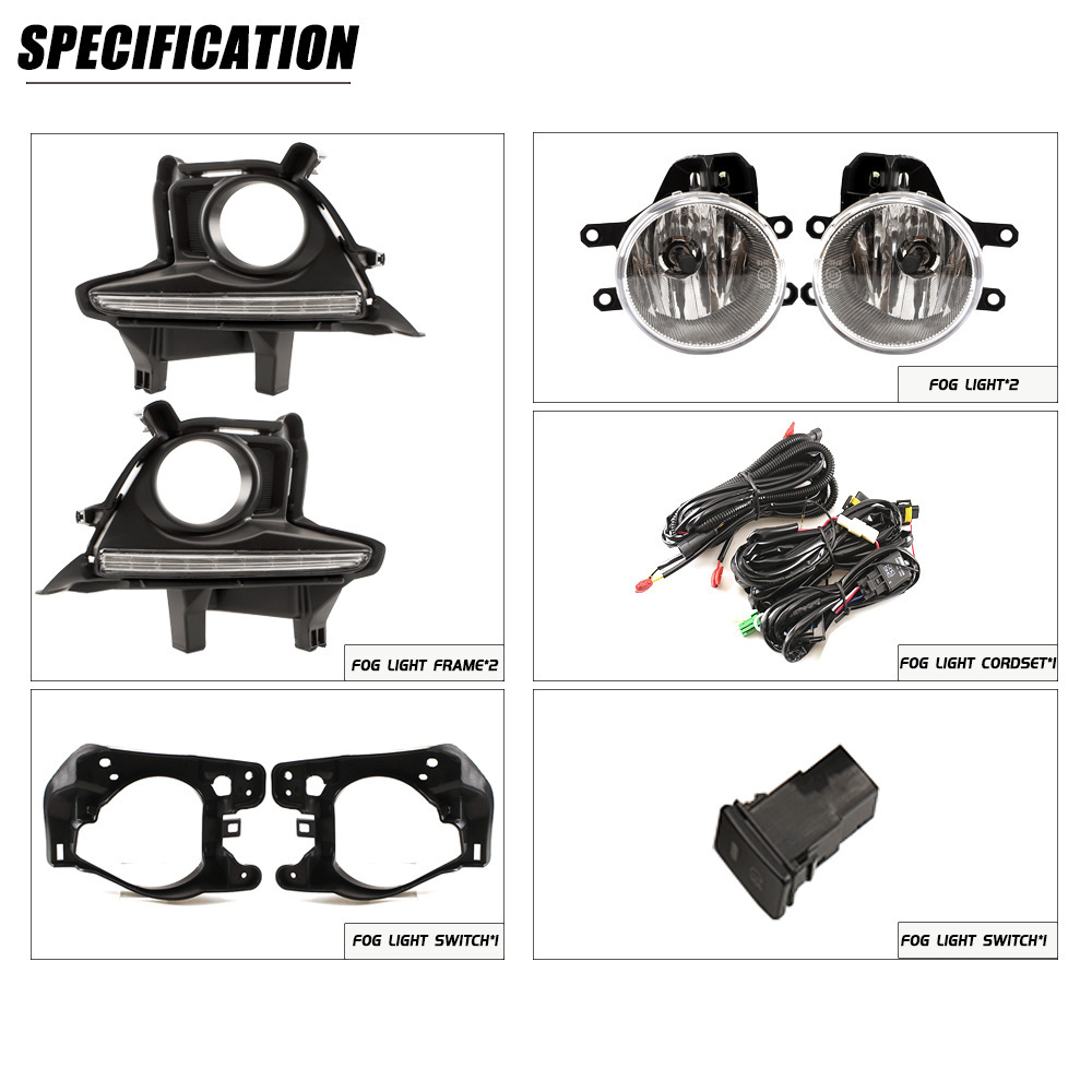 Aplicable a TOYOTA 14 15 16 Highlander conjunto de lámpara de niebla delantera LED diurna lámpara de niebla de barra delantera