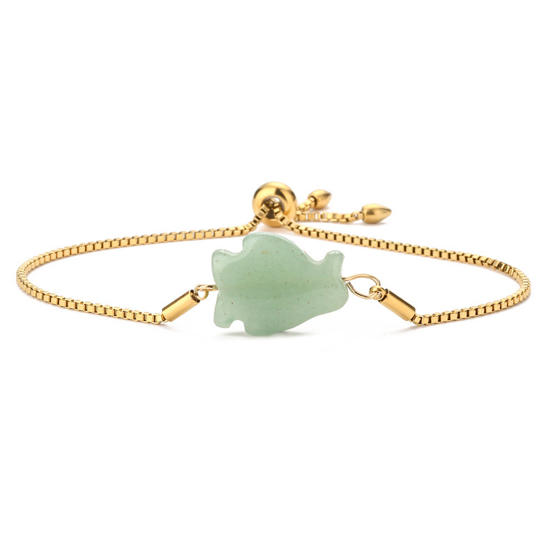 Amazon nueva pulsera de piedra natural mariposa pingüino nicho diseño pulsera color retención pulsera de cadena de acero inoxidable