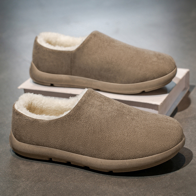 Fleece-Lined Birkenstock Shoes for Men, Large Size, Full Coverage, 2026 Spring New Style, Slip-On Warm Non-Slip Cotton Shoes for Men