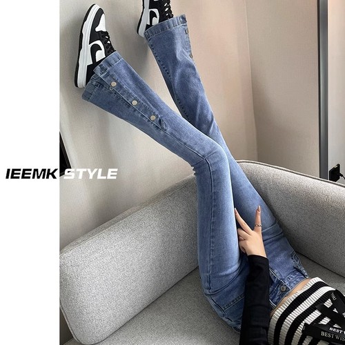 Women's Micro-Angle Bell Bottom Jeans  Spring and Autumn New Bell Bottom Pants High Waist Slim Straight Popular Horsehoe Pants