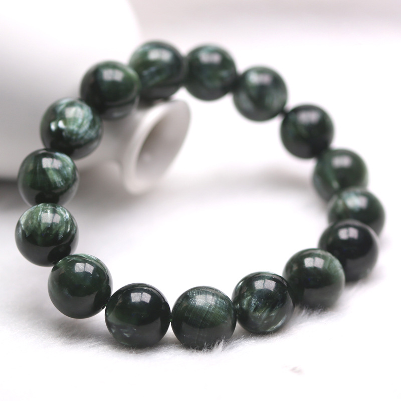 天然绿龙晶手链  绿色龙晶石圆珠手串 男女水晶饰品 厂家批发