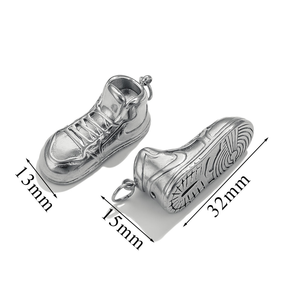 Zapatos de acero inoxidable 3D colgantes de gancho colgantes de acero DIY marca de moda collares bolsos colgantes accesorios de joyería
