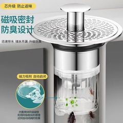 Drain stopper for leaking washbasin, face basin, sink, drain, sump, push-button anti-odor bouncing core magic device