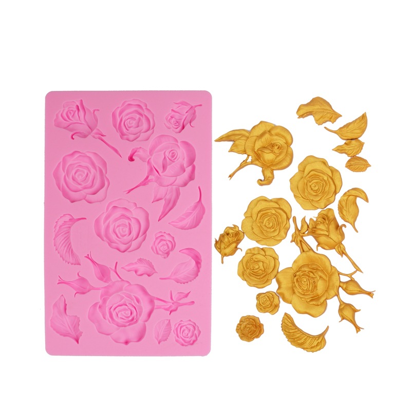 Molde de pastel Rosa fondant molde de silicona DIY epoxi molde decoración de la torta molde de chocolate