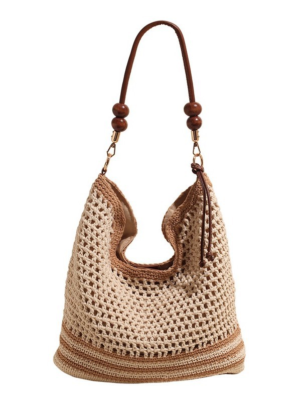 Vacaciones en la playa nuevas bolsas de mujer 2026 moda hueco trenzado bolsa de playa de viaje simple bolsa tote mochila image 6