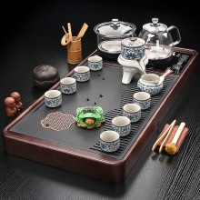 新款实木茶盘全自动家用石茶台底部上水一体茶海茶具套装排水托盘
