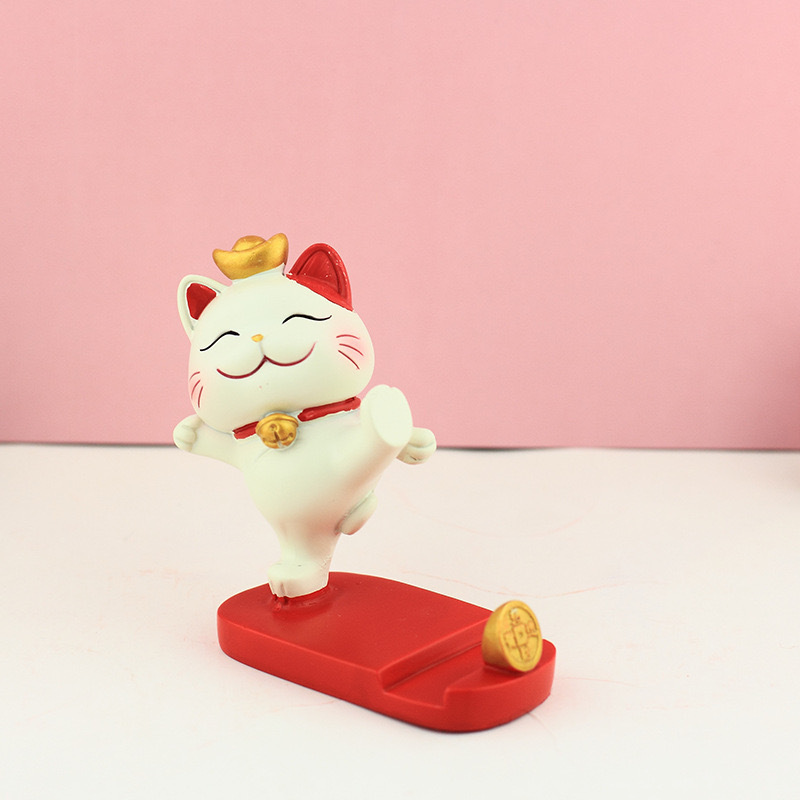 クリエイティブ招き猫怠惰な携帯電話ホルダーオフィスデスクトップ装飾装飾品樹脂工芸品実用的なギフト|undefined