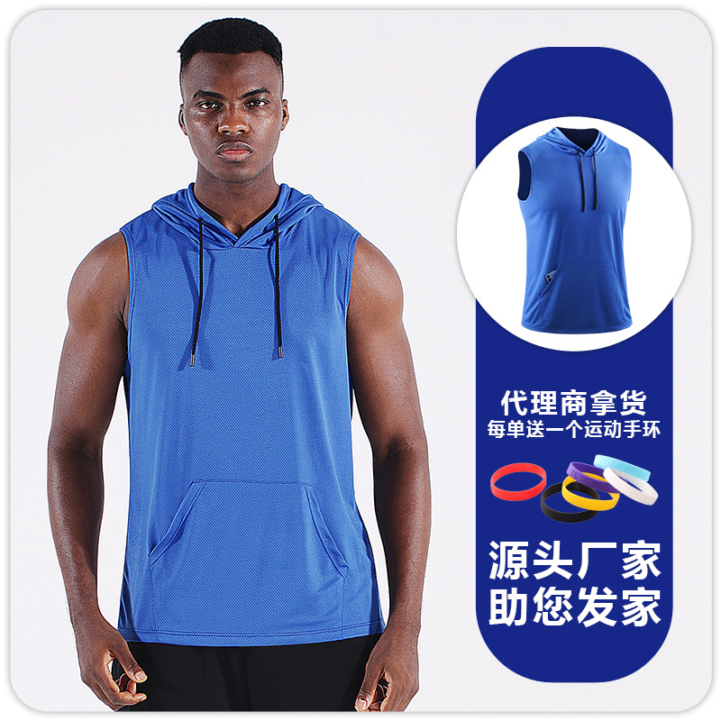Chaleco deportivo para yoga al aire libre, de secado rápido, transpirable, con capucha y bolsillo, ropa de fitness, top sin mangas para correr maratones