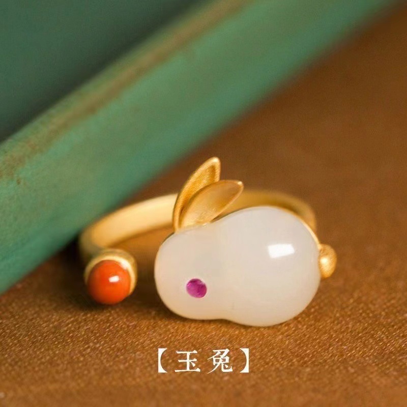 New Chinese style Jade Rabbit bracelet for women ins niche design high-looking student bracelet girlfriends antique birthday