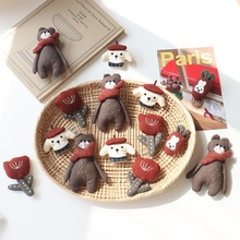 森系红色围巾熊郁金香胸针布艺萝卜兔发饰配件diy少女心配饰批发