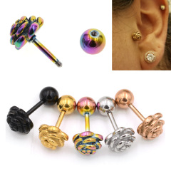 Custom 316L Stainless Steel Rose-Shaped Ear Drops Piercing Jewelry 1.2*6mm 100% Cast Stainless Steel
