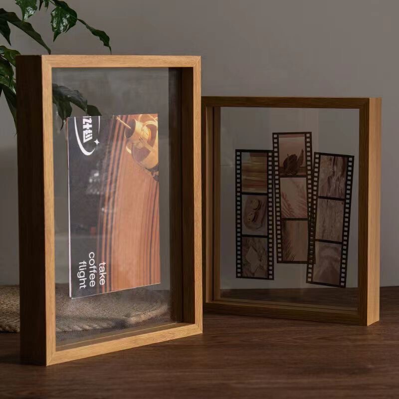 Modern Double-Sided Transparent Photo Frame Display Stand Winter Light Photo Frame Plant Specimen Frame Density Board European-Style Creative Picture Frame